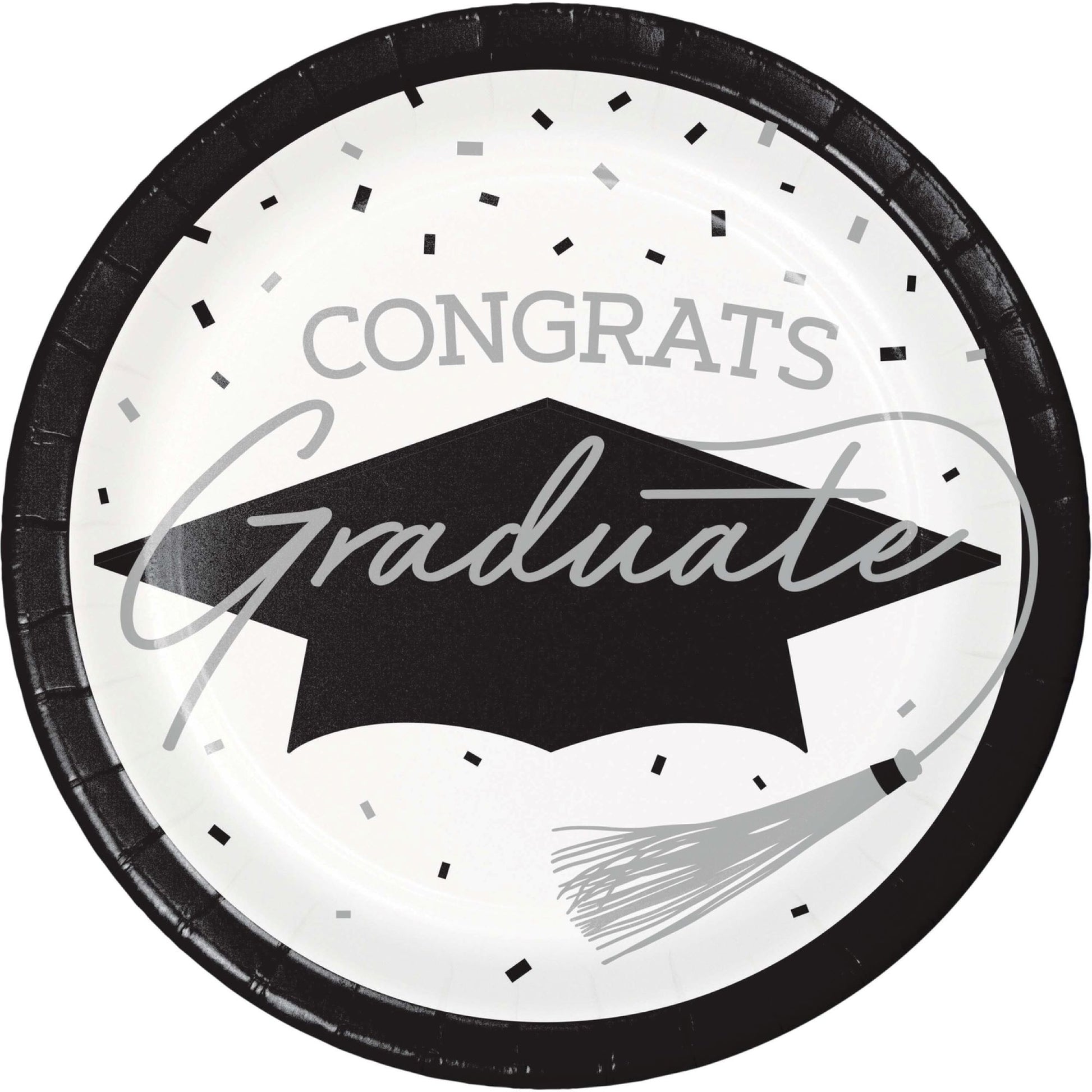 School Spirit White Graduation Dessert Paper Plates 180 ct