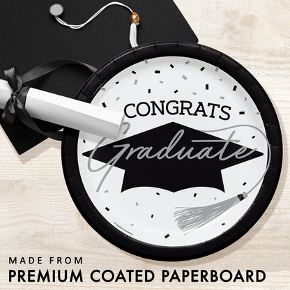 School Spirit White Graduation Dinner Paper Plates 180 ct Feature Image