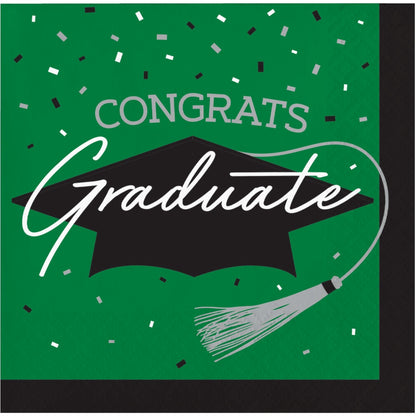 School Spirit Green Graduation Beverage Napkins 360 ct