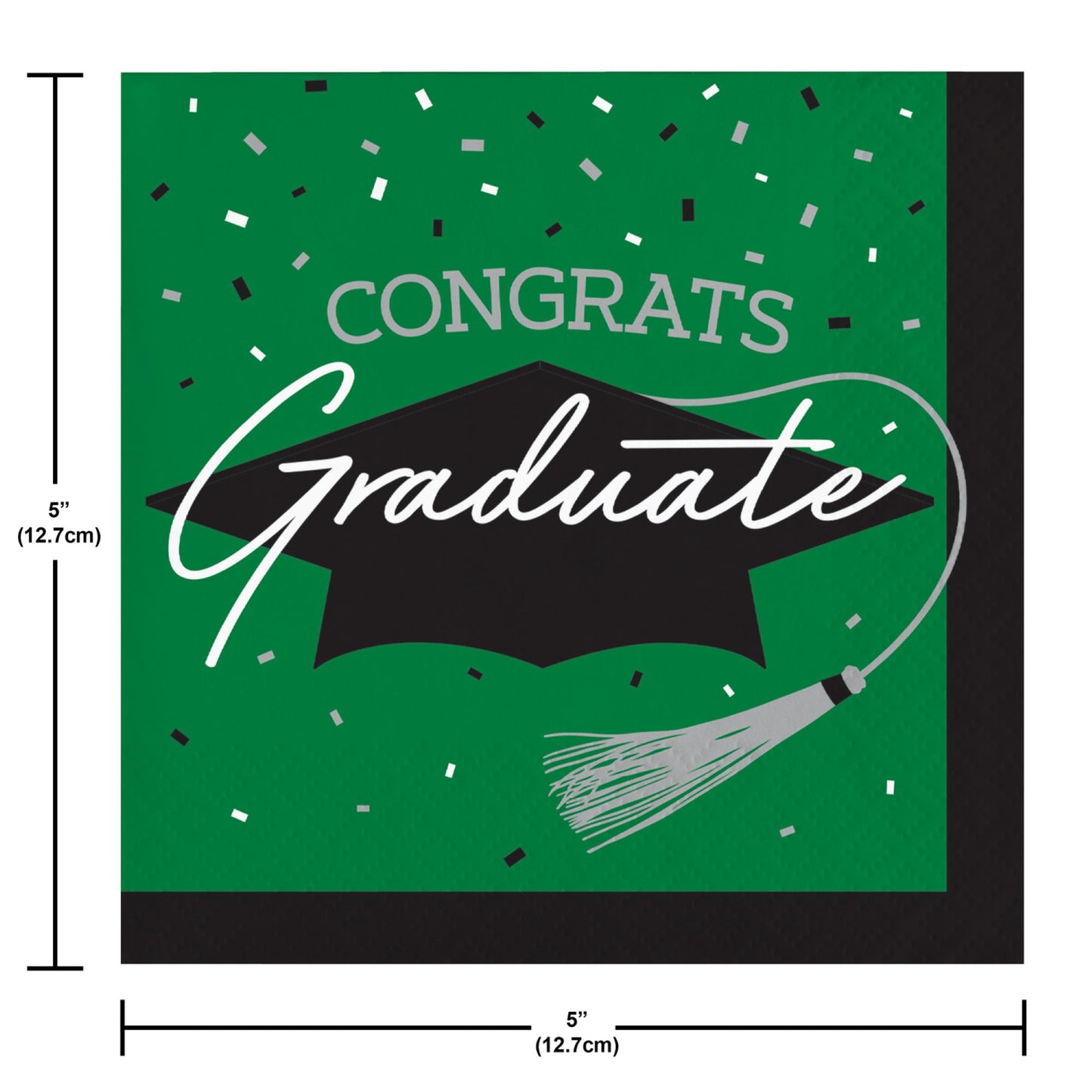School Spirit Green Graduation Beverage Napkins 360 ct Dimension Image