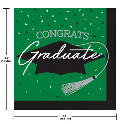 School Spirit Green Graduation Luncheon Napkins 360 ct Dimension Image