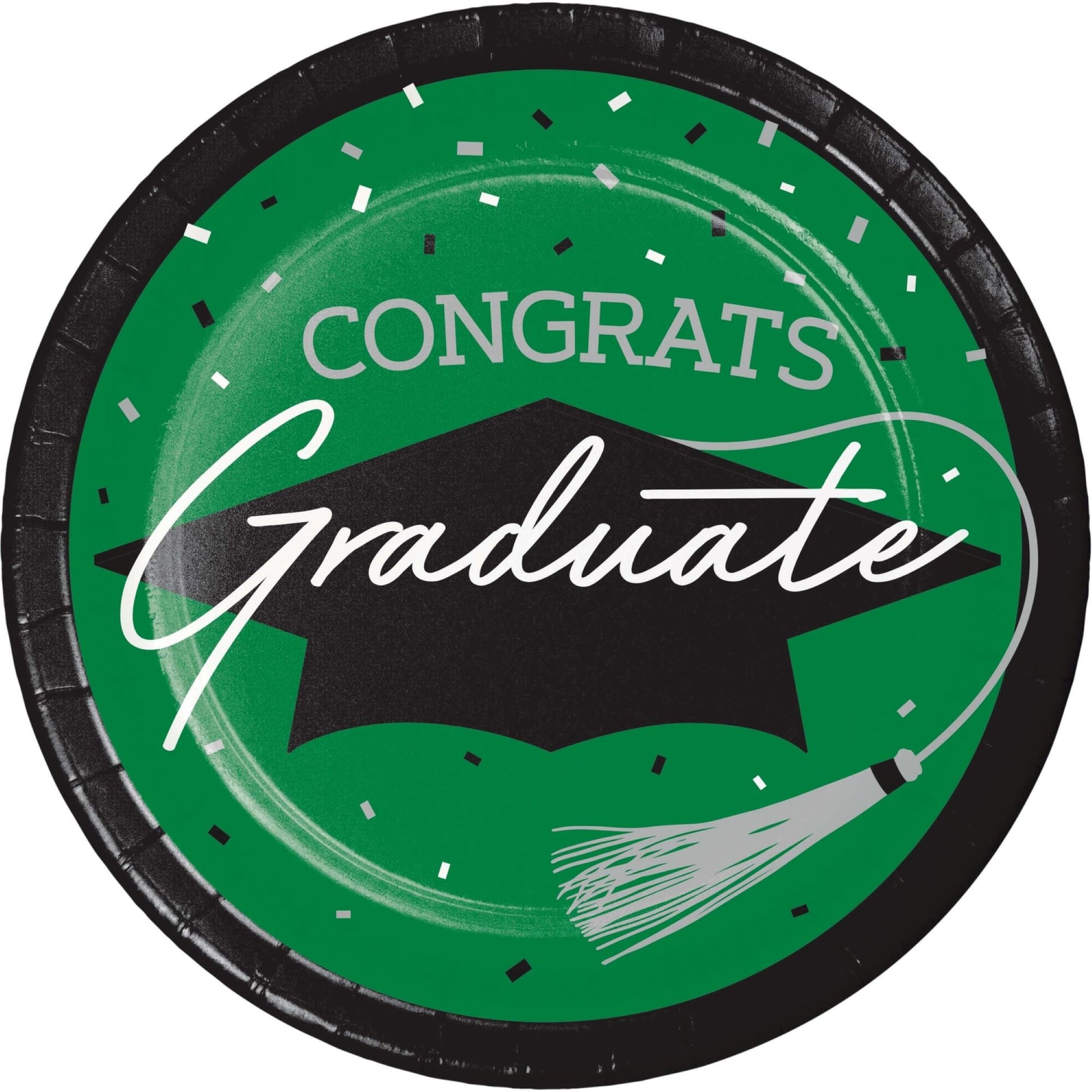 School Spirit Green Graduation Dessert Paper Plates 180 ct