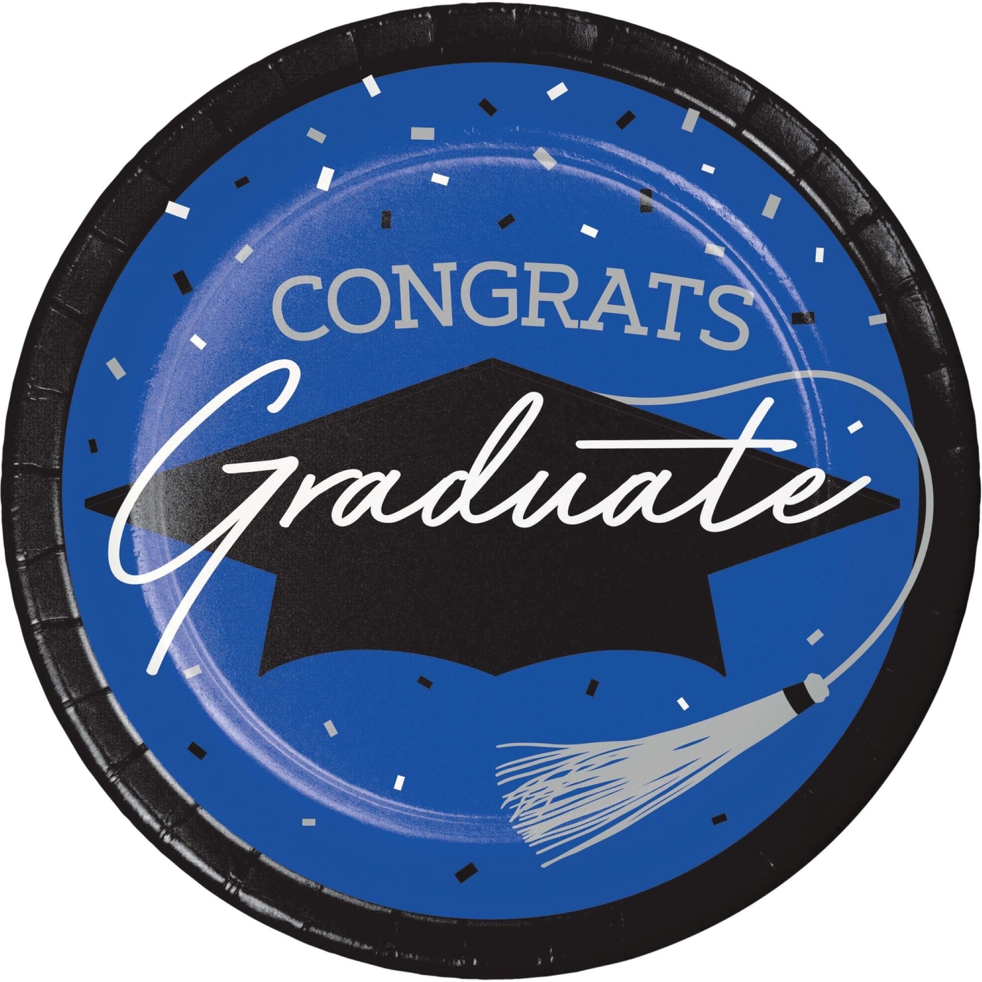 School Spirit Blue Graduation Dinner Paper Plates 180 ct