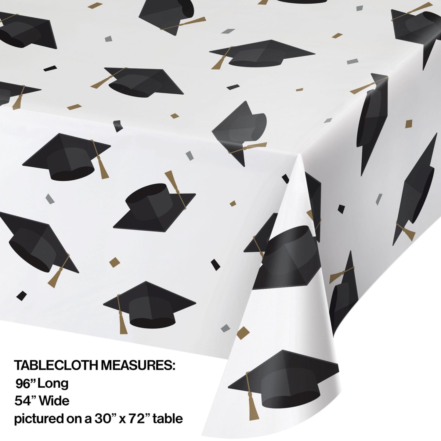 Graduation Cap Paper Tablecloths 12 ct Dimension Image