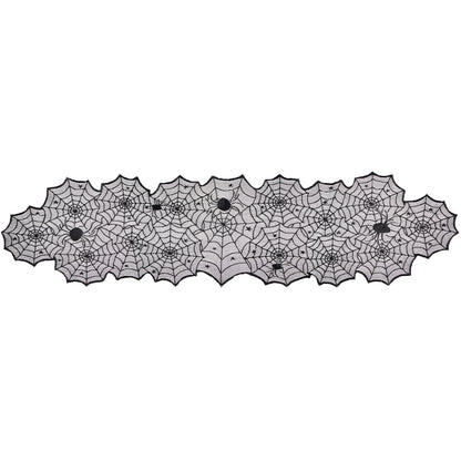 Black Lace Webs Table Runners 12 ct. Black spider web table runner on a white background