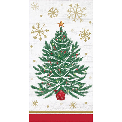 Decorative paper napkin with a Christmas tree and snowflakes on a white background
