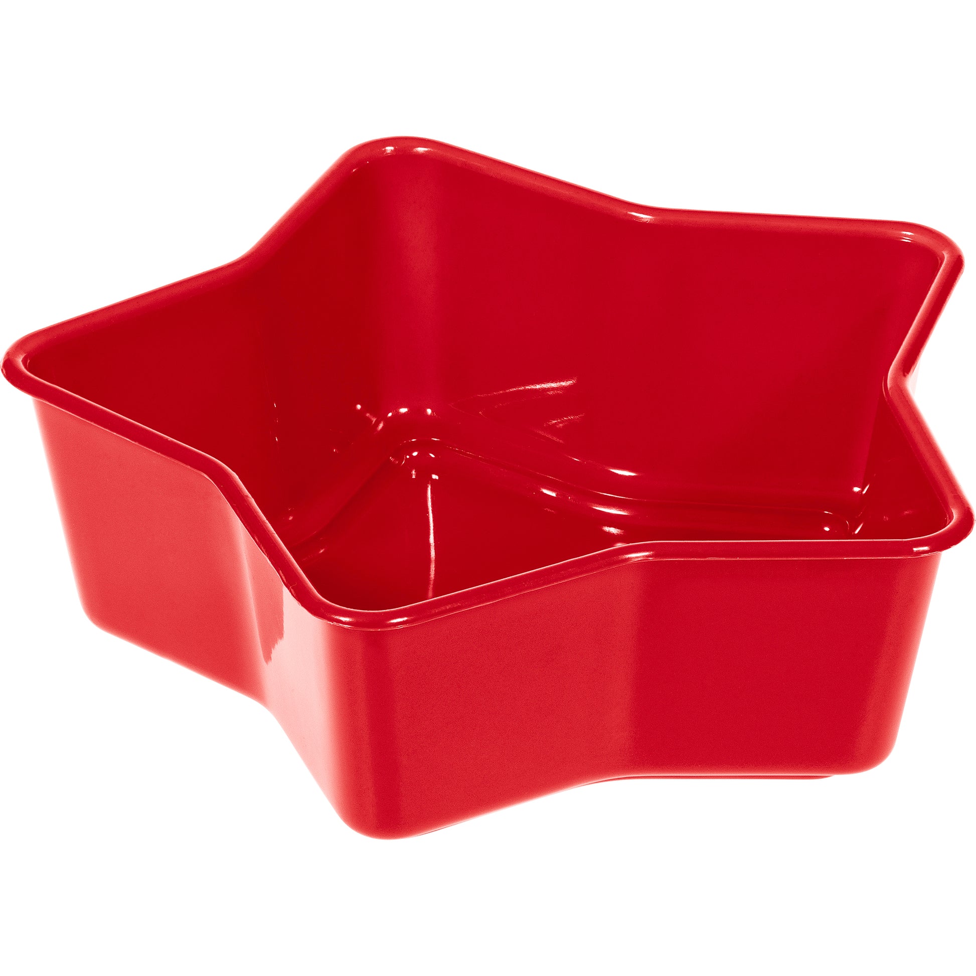 Red star-shaped plastic bowl on a white background
