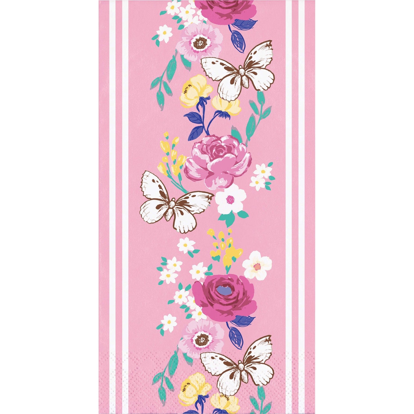 Decorative napkin with butterflies and flowers on a pink background