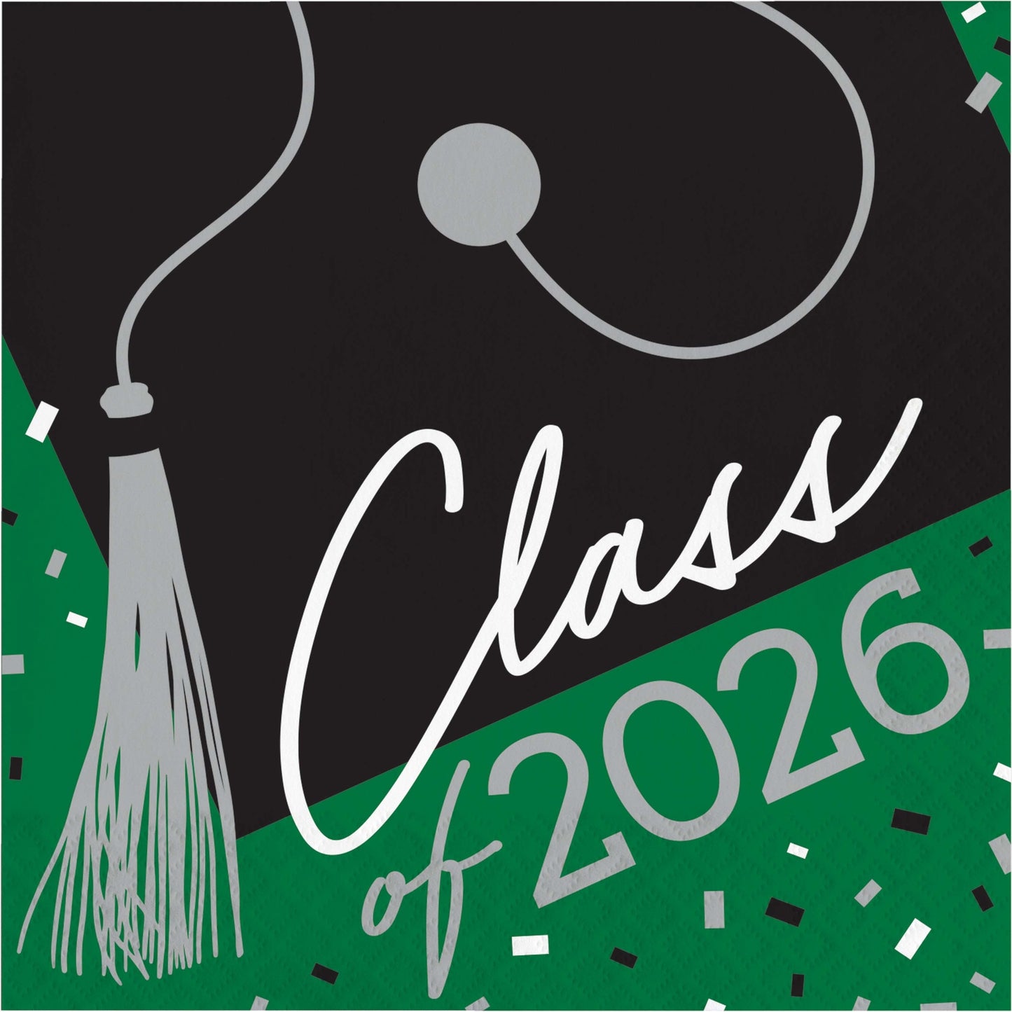 Graduation cap with 'Class of 2026' text on a green and black background