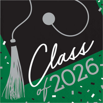 Graduation cap with 'Class of 2026' text on a green and black background