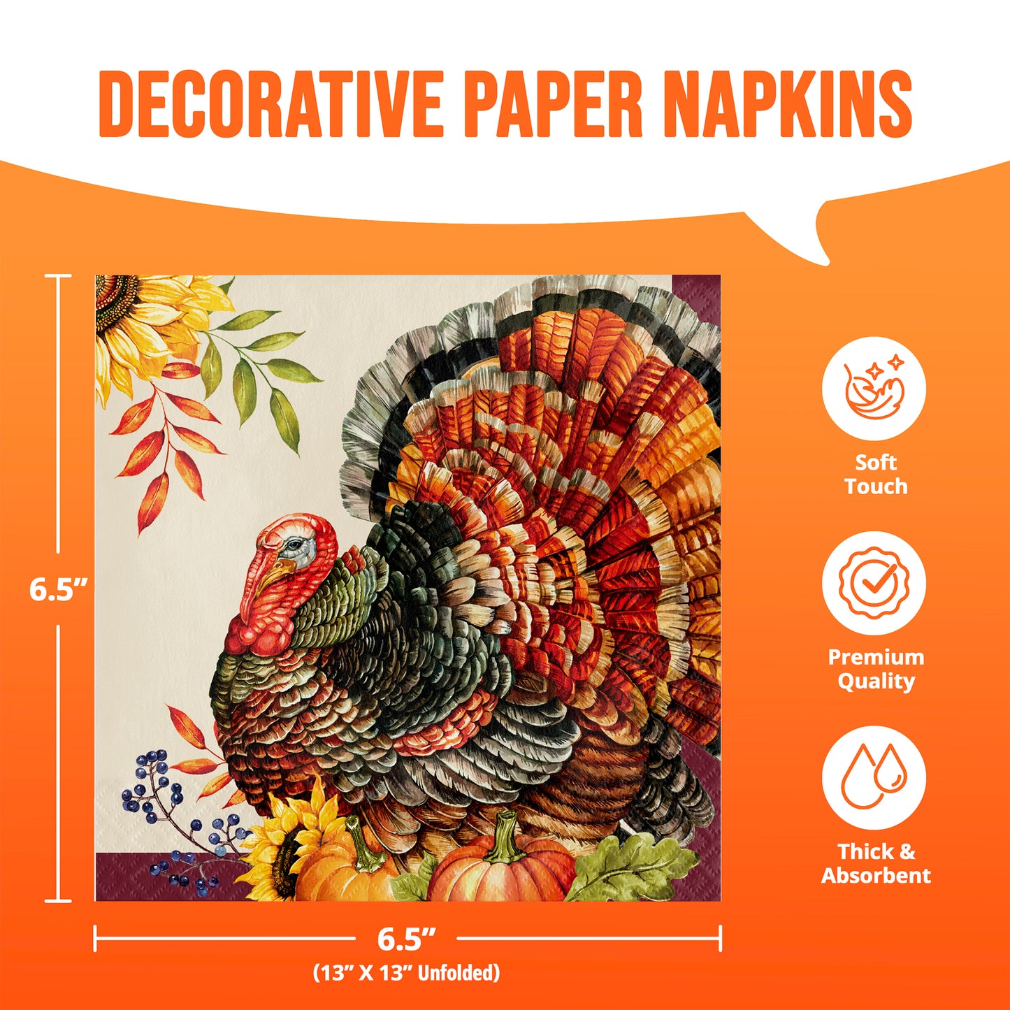 Bountiful Bird Thanksgiving Party Paper Napkins 192 ct