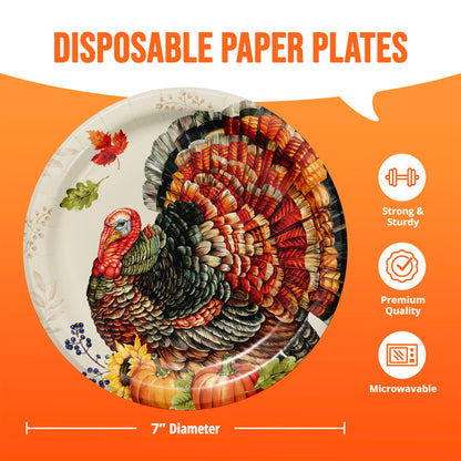 Bountiful Bird Thanksgiving Dessert Paper Plates 96 ct