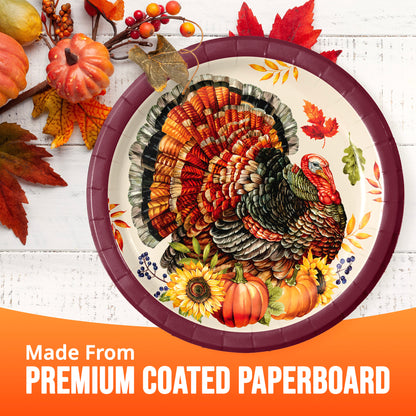 Bountiful Bird Thanksgiving Party Paper Plates 96 ct