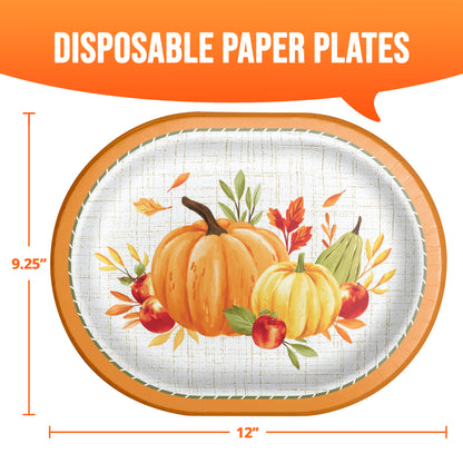 Autumn Orchard Thanksgiving Oval Paper Plates 96 ct