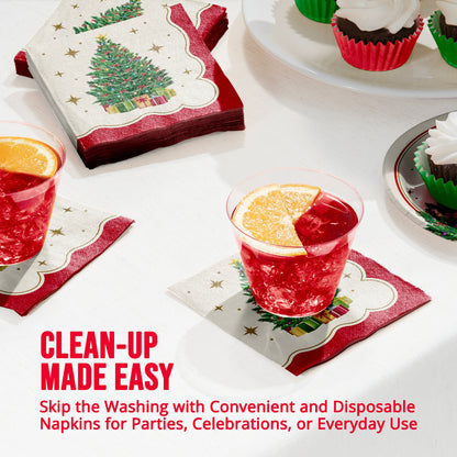 Sparkling Spruce Christmas Beverage Paper Napkins 192 ct