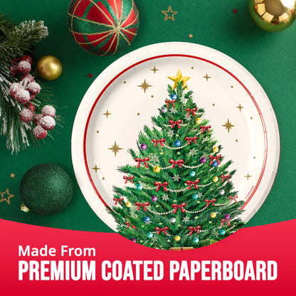 Sparkling Spruce Christmas Dessert Paper Plates 96 ct