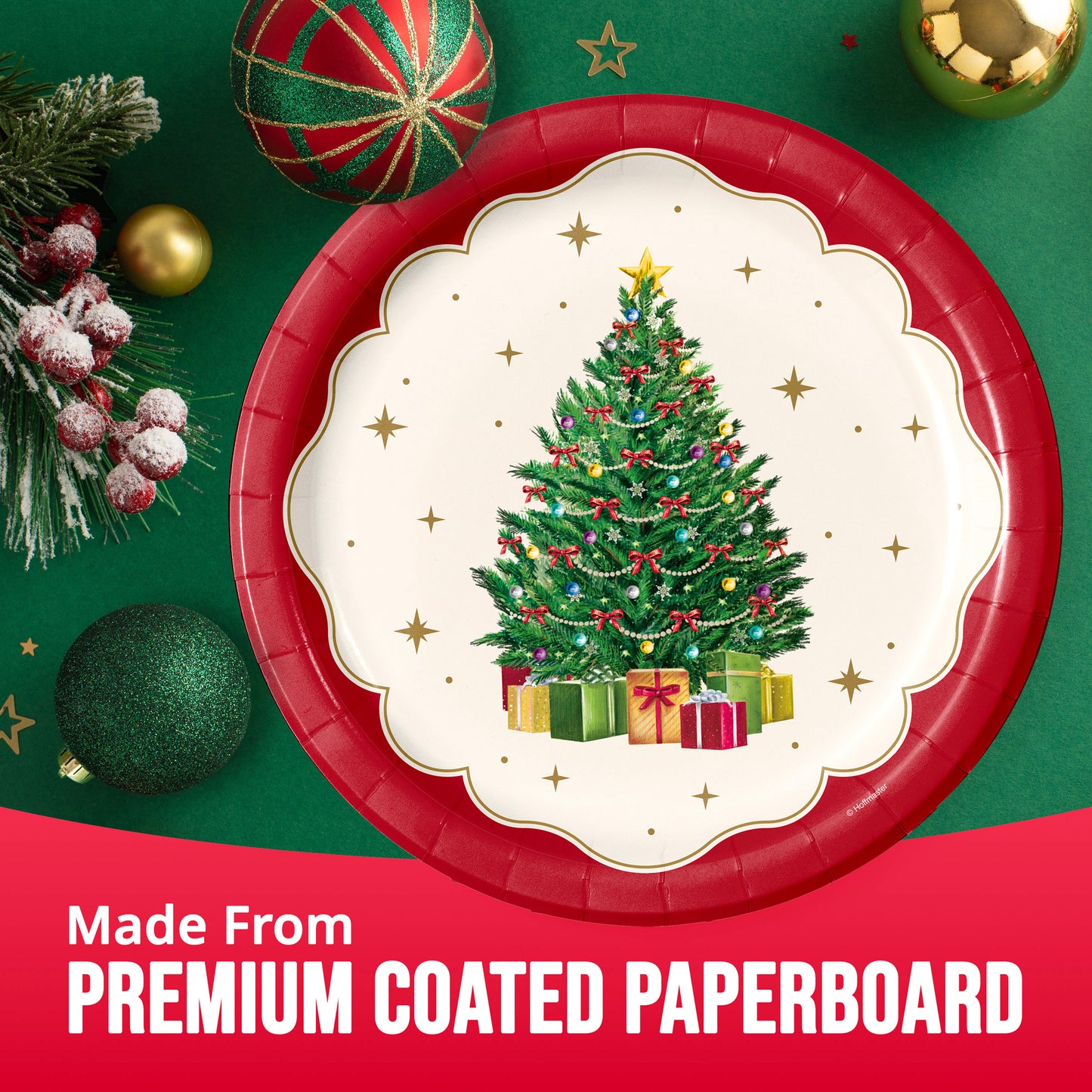 Sparkling Spruce Christmas Paper Plates 96 ct