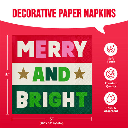 Holiday Hues Merry and Bright Beverage Paper Napkins 192 ct
