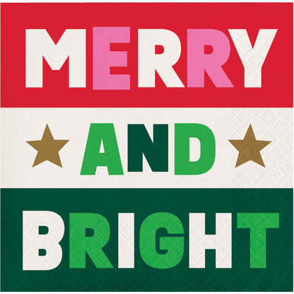Holiday Hues Merry and Bright Beverage Paper Napkins 192 ct