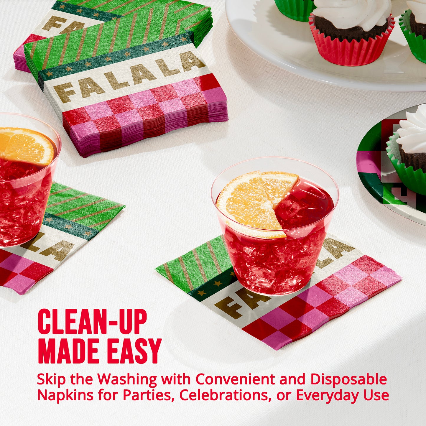 Holiday Hues Fa La La Beverage Paper Napkins 192 ct