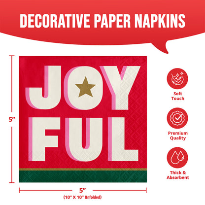Holiday Hues Joyful Beverage Paper Napkins 192 ct