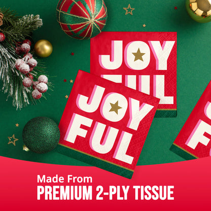 Holiday Hues Joyful Beverage Paper Napkins 192 ct
