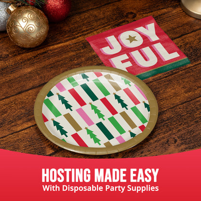 Holiday Hues Trees Christmas Dessert Paper Plates 96 ct