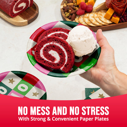 Holiday Hues Ho Ho Ho Christmas Dessert Paper Plates 96 ct