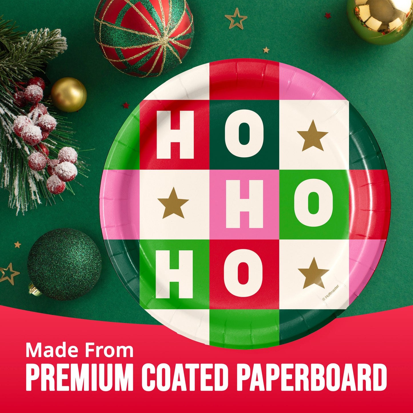Holiday Hues Ho Ho Ho Christmas Dessert Paper Plates 96 ct