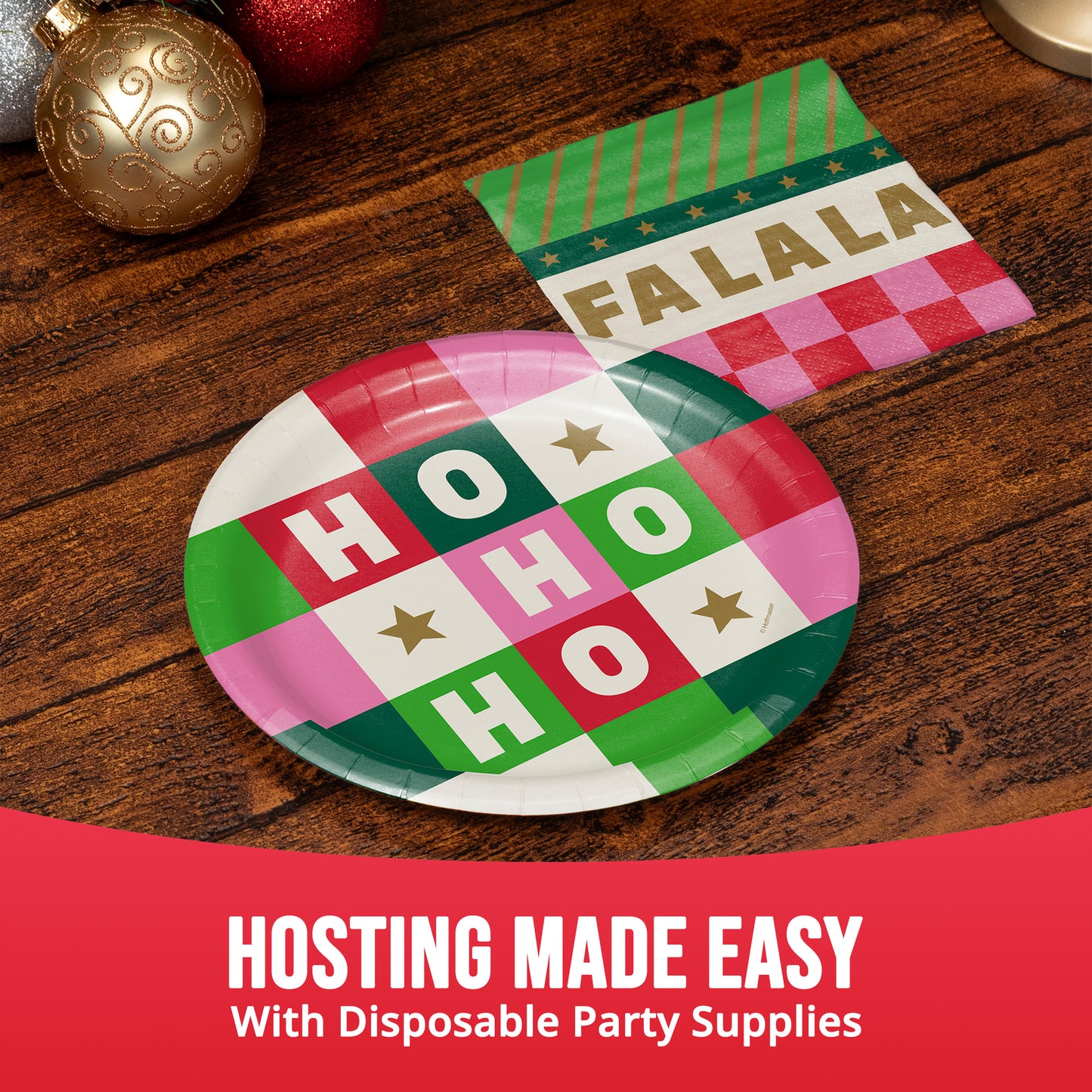 Holiday Hues Ho Ho Ho Christmas Dessert Paper Plates 96 ct
