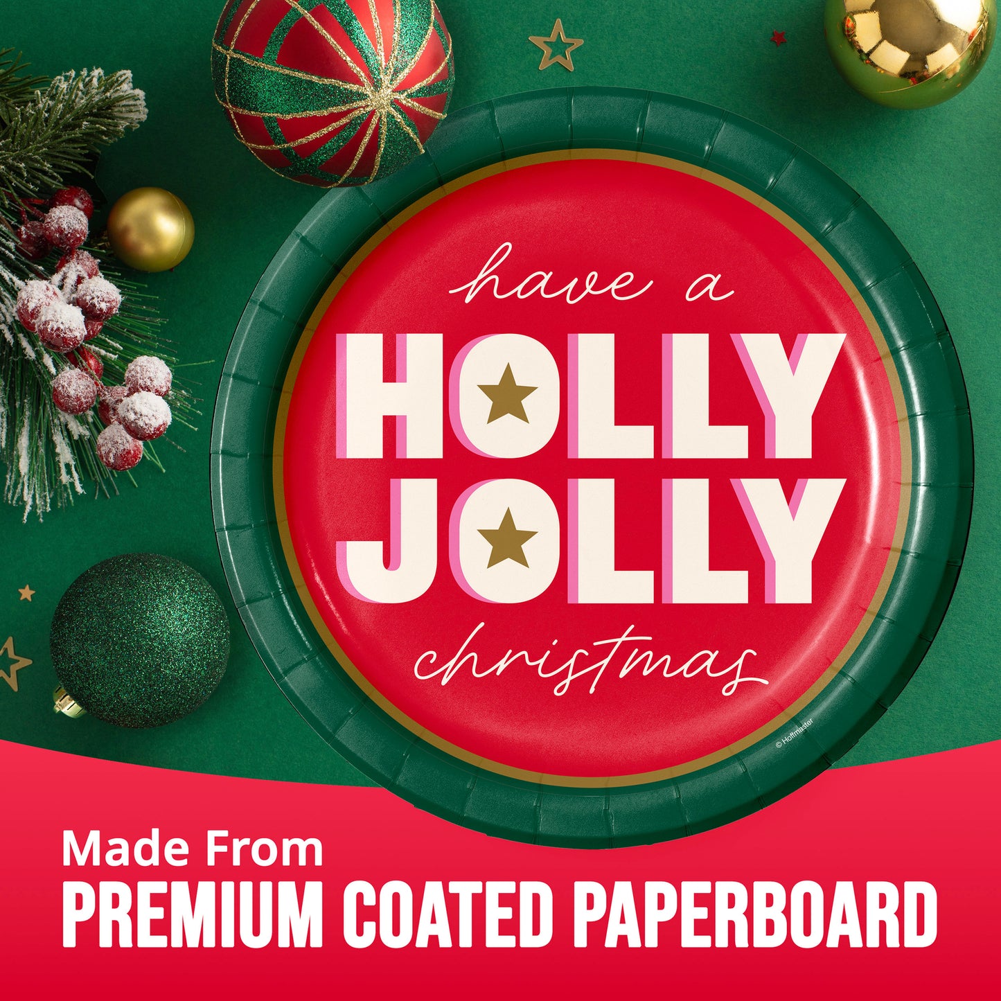 Holiday Hues Holly Jolly Christmas Paper Plates 96 ct