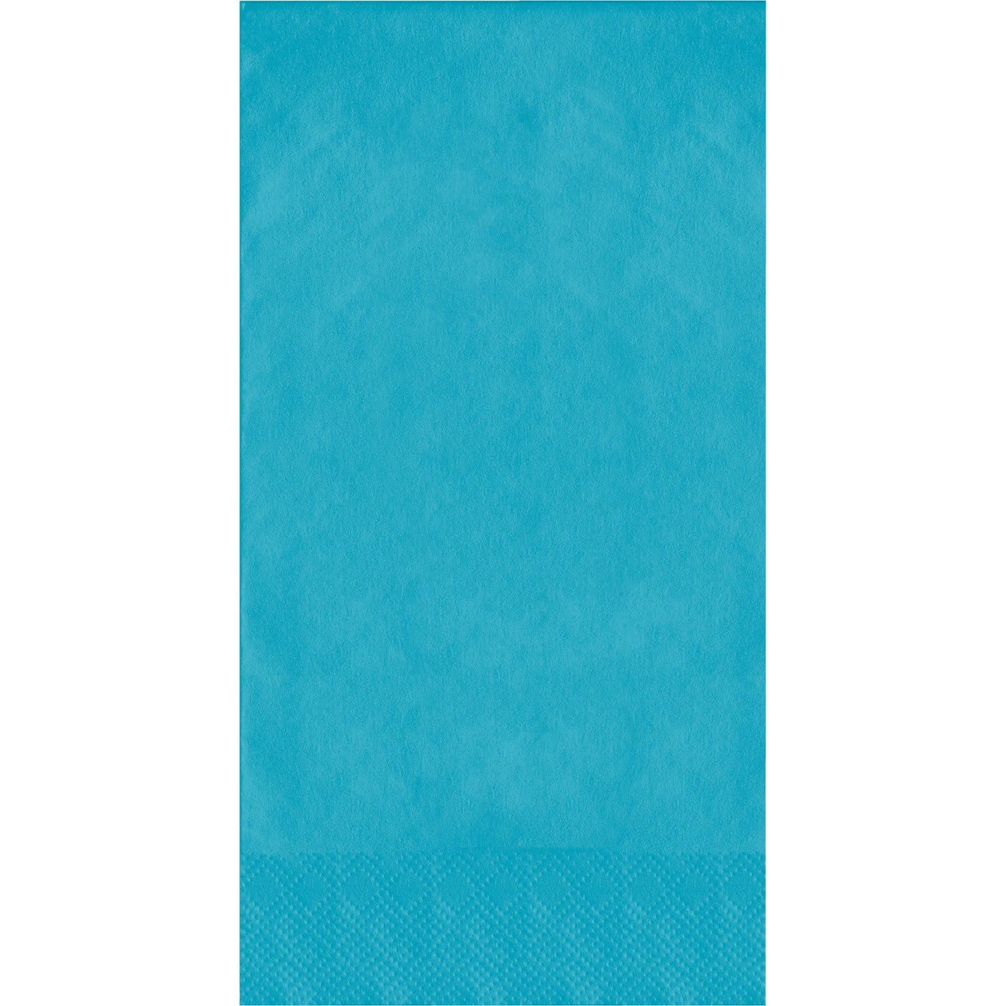 Turquoise napkin with a textured pin emboss pattern on a white background