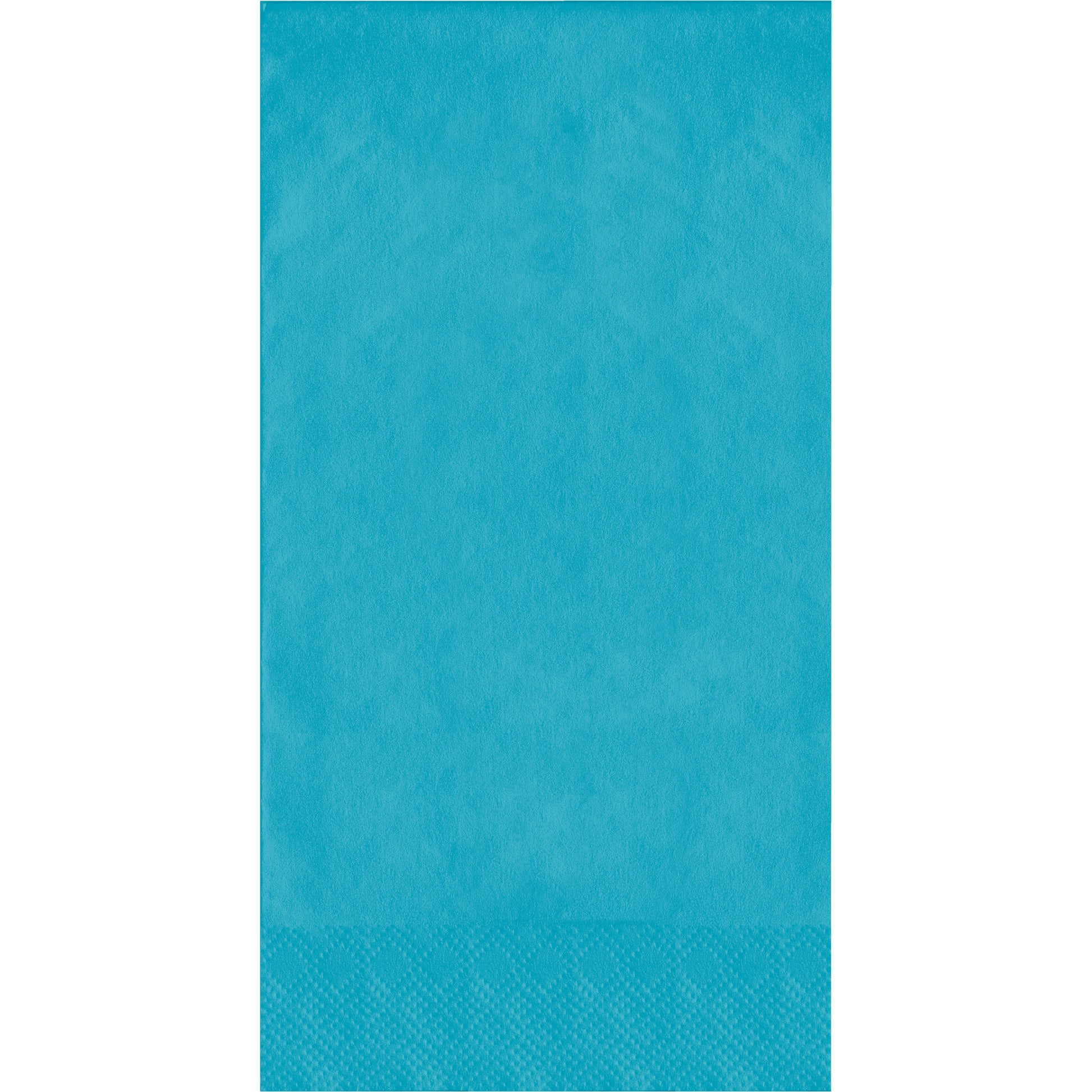 Turquoise napkin with a textured pin emboss pattern on a white background