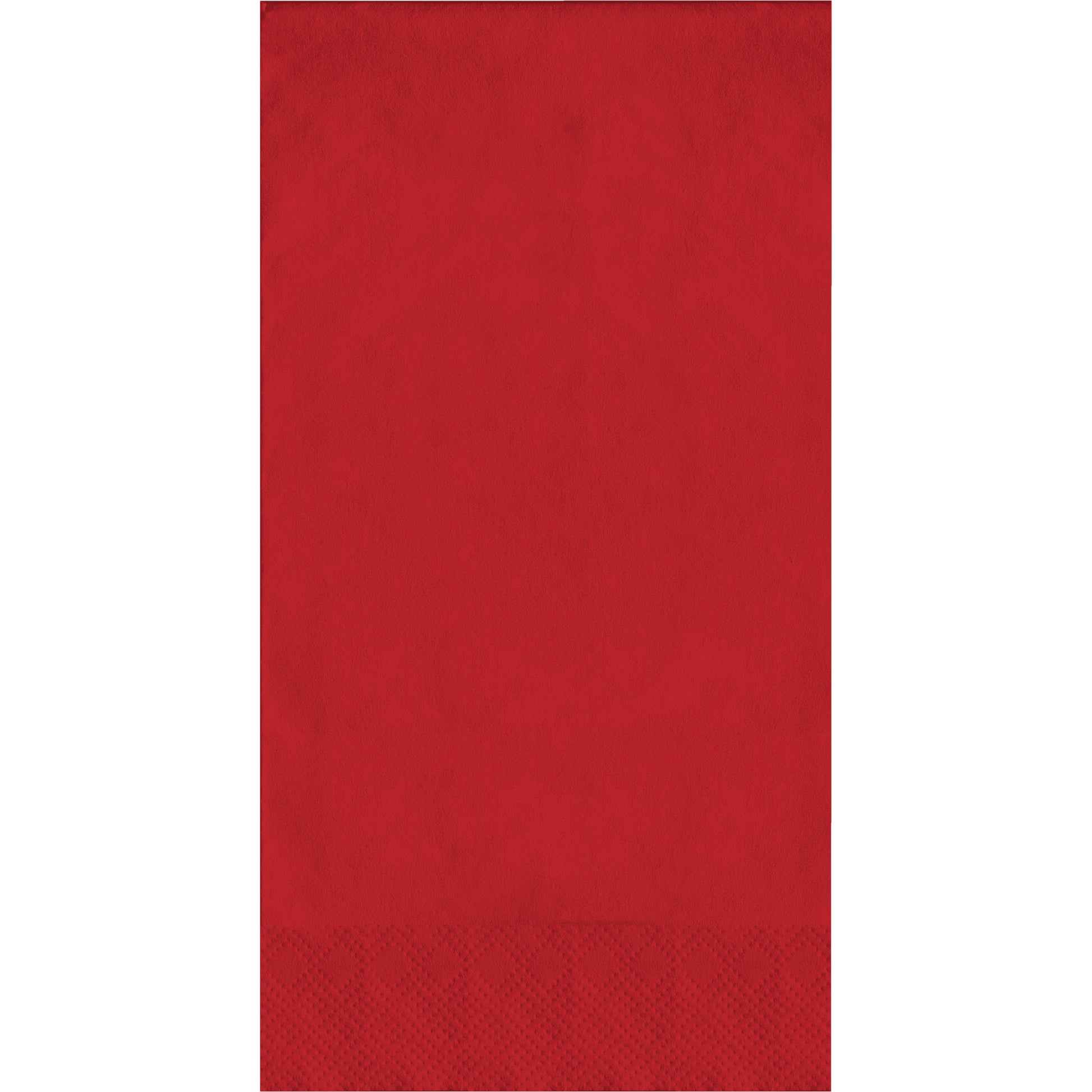Red pin embossed guest napkin on a white background