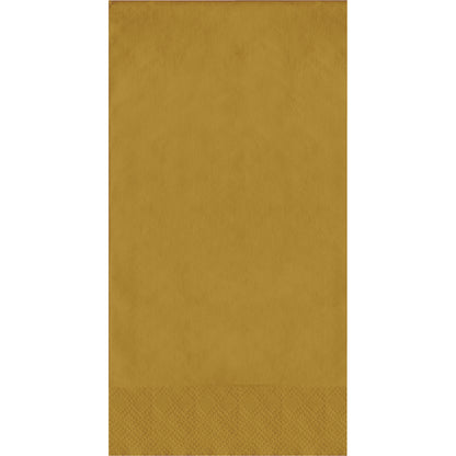 Gold guest towels with a textured pin emboss pattern on a white background