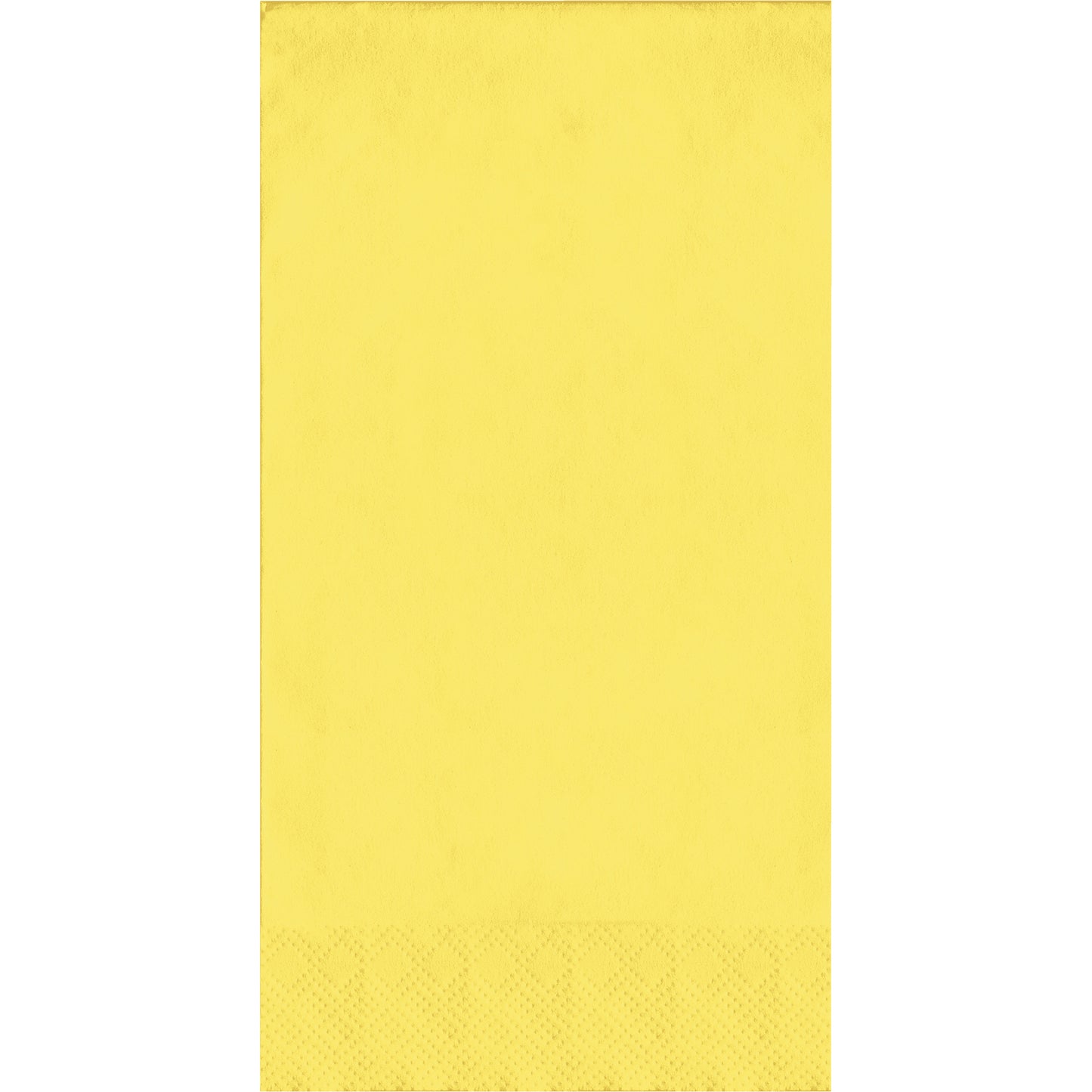 Yellow napkin with a textured pin emboss border on a white background