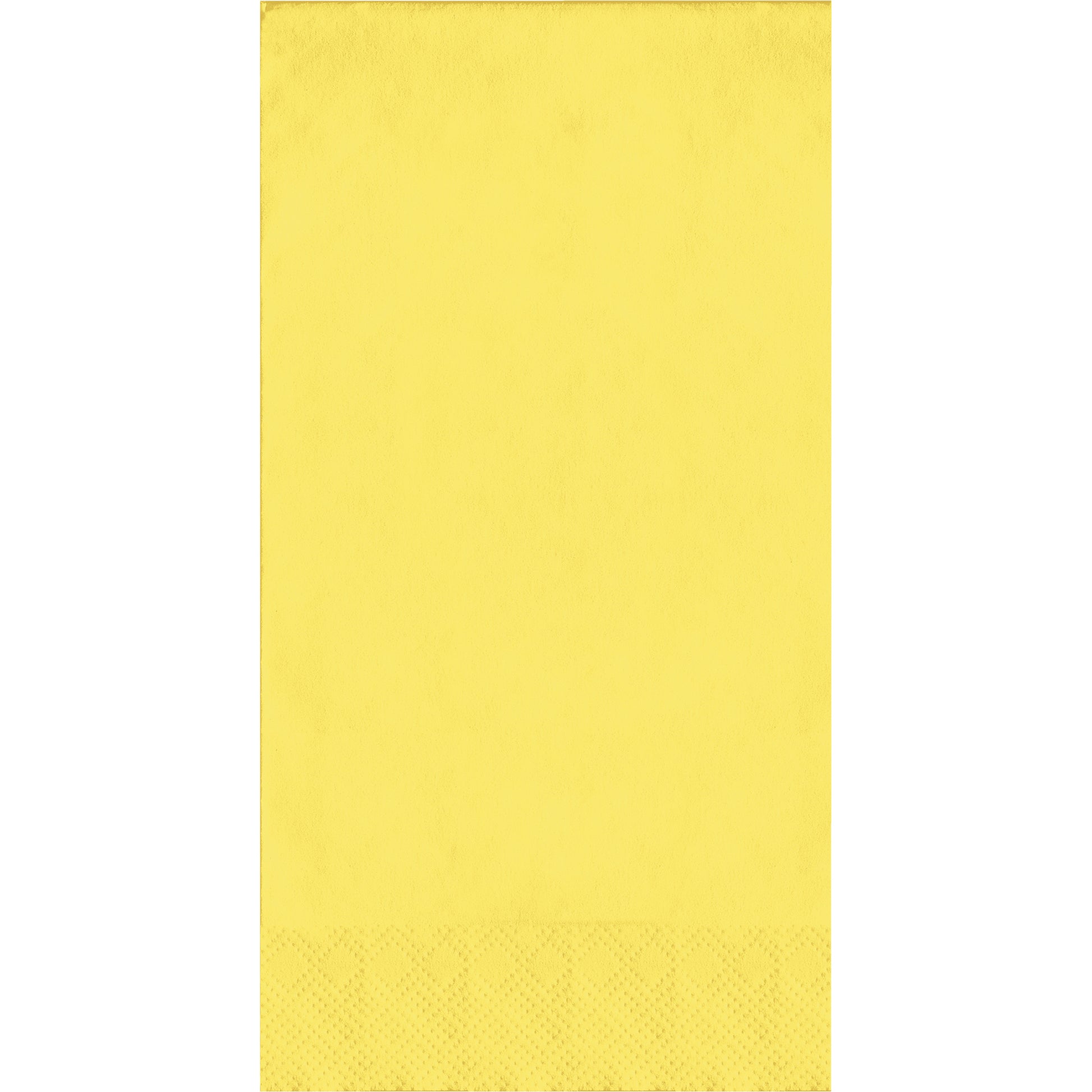 Yellow napkin with a textured pin emboss border on a white background
