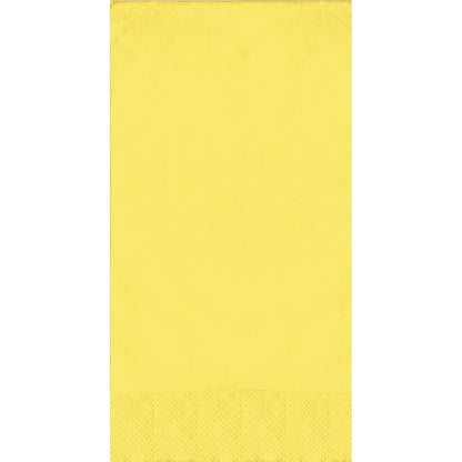 Yellow napkin with a textured pin emboss border on a white background