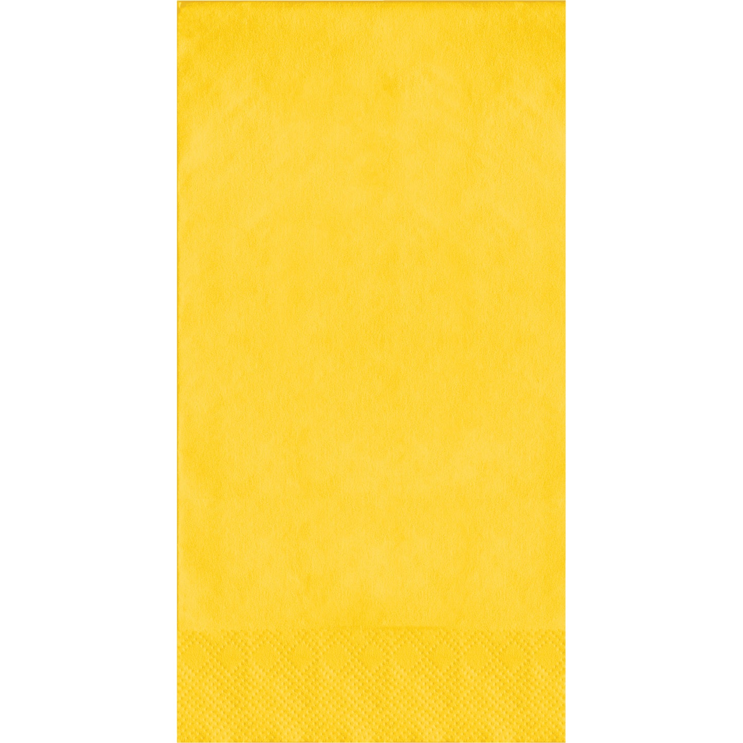 Yellow napkin with a white border on a white background