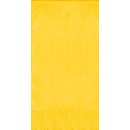 Yellow napkin with a white border on a white background