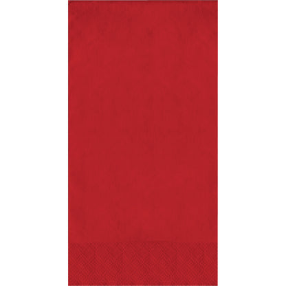 Red pin embossed guest napkins on a white background