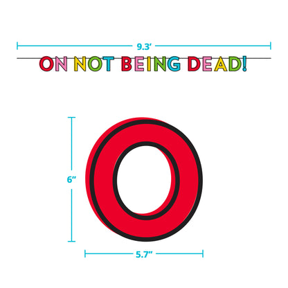 Red letter 'O' with measurements and text on a white background
