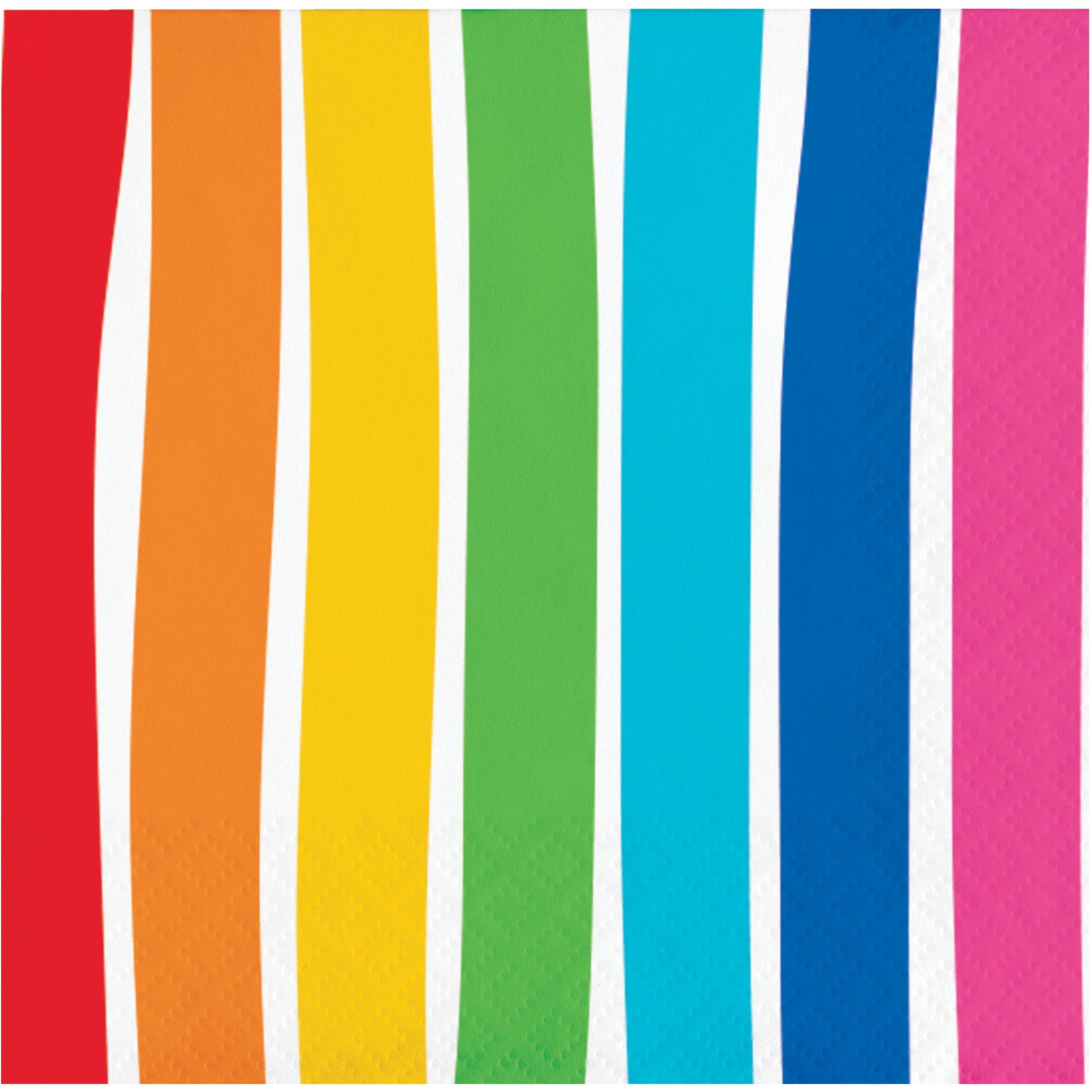 Napkin with stripes of red, orange, yellow, green, blue, and pink on a white background