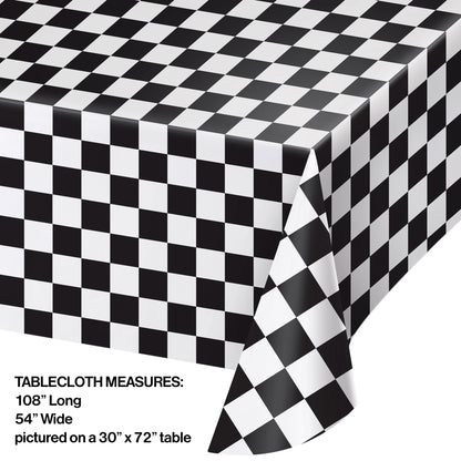 Black Check Plastic Tablecloths 12 ct