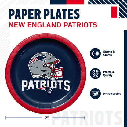Officially Licensed New England Patriots NFL Football Dessert Plates 96 ct Bulk