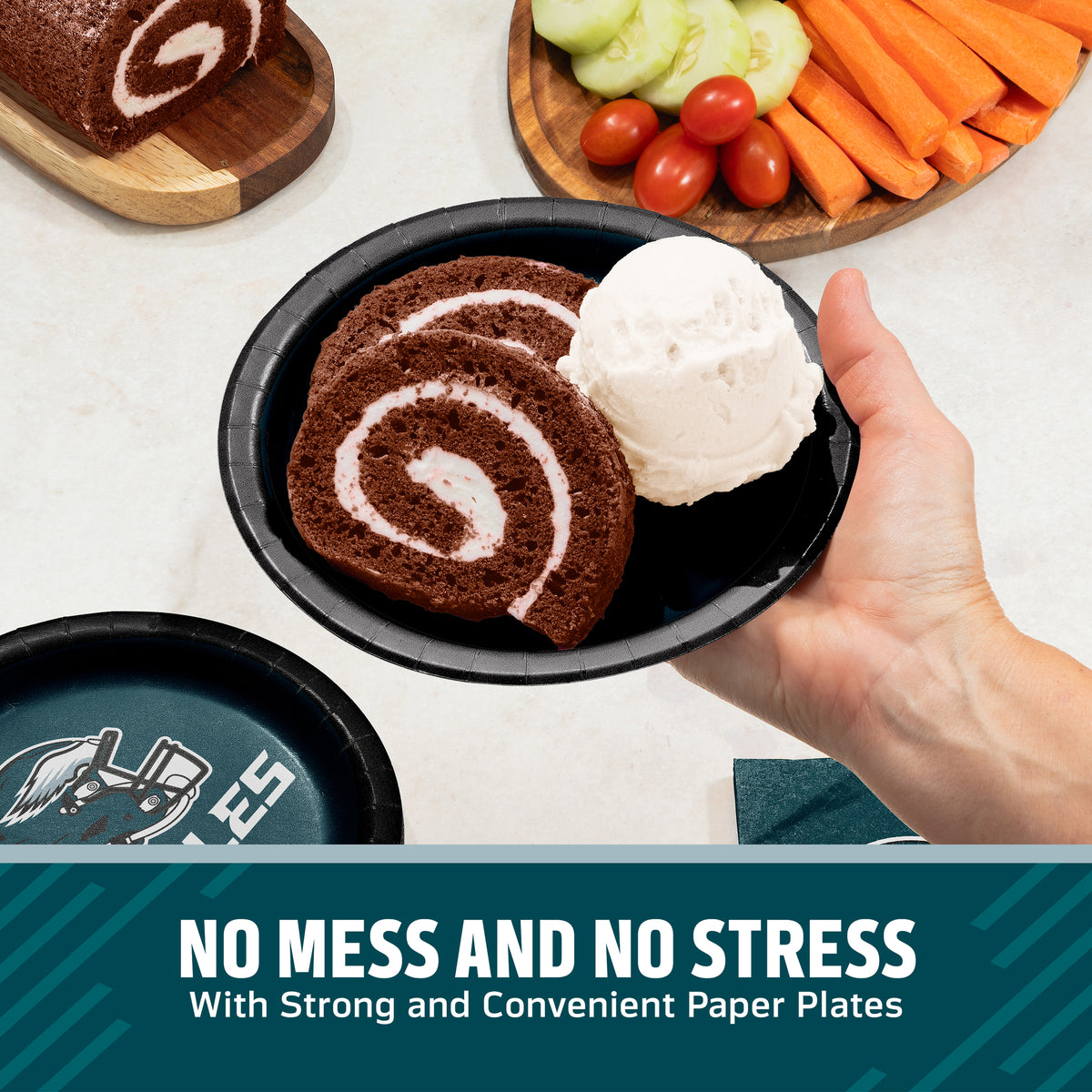 Officially Licensed Philadelphia Eagles NFL Football Dessert Plates 96 ct Bulk