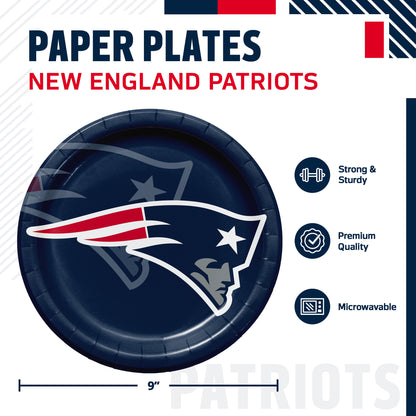 Officially Licensed New England Patriots NFL Football Dinner Plates 96 ct Bulk