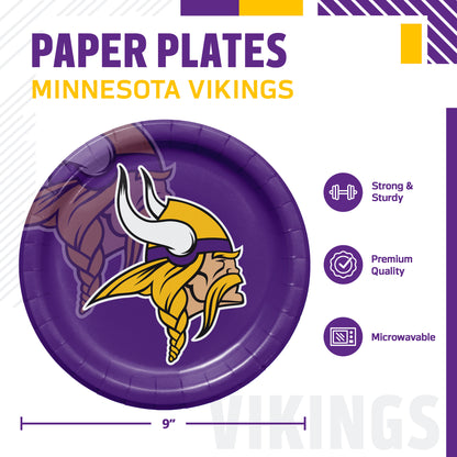 Officially Licensed Minnesota Vikings NFL Football Dinner Plates 96 ct Bulk