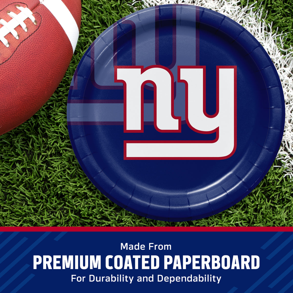 Officially Licensed New York Giants NFL Football Dinner Plates 96 ct Bulk