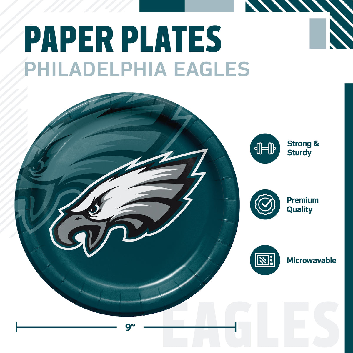 Officially Licensed Philadelphia Eagles NFL Football Dinner Plates 96 ct Bulk